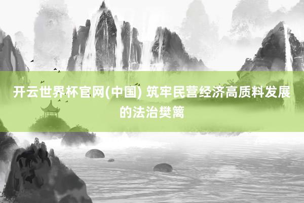 开云世界杯官网(中国) 筑牢民营经济高质料发展的法治樊篱