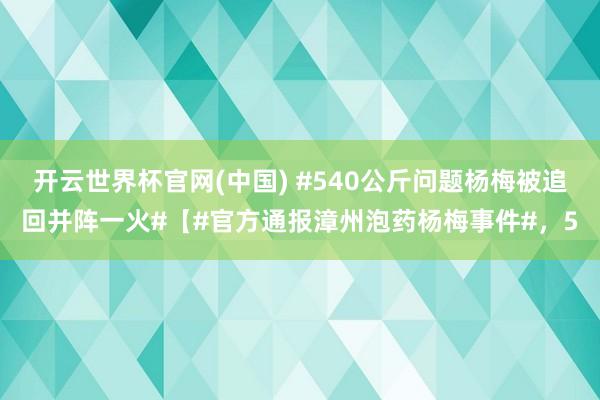 开云世界杯官网(中国) #540公斤问题杨梅被追回并阵一火#【#官方通报漳州泡药杨梅事件#,5