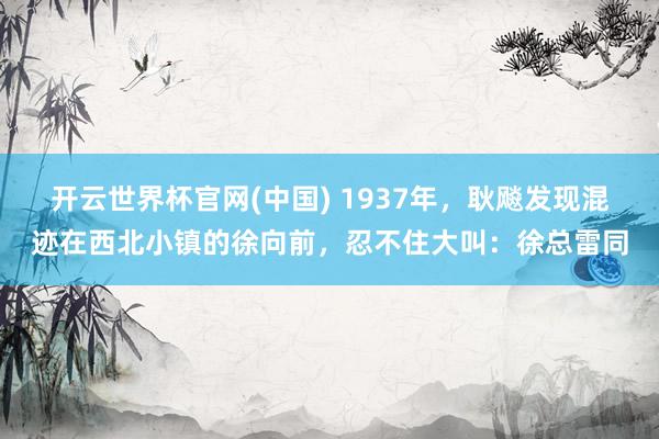 开云世界杯官网(中国) 1937年,耿飚发现混迹在西北小镇的徐向前,忍不住大叫:徐总雷同