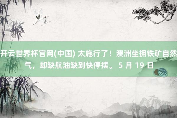 开云世界杯官网(中国) 太施行了!澳洲坐拥铁矿自然气,却缺航油缺到快停摆。 5 月 19 日