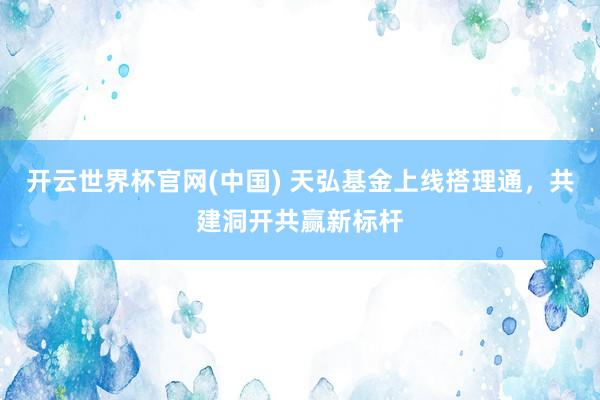 开云世界杯官网(中国) 天弘基金上线搭理通,共建洞开共赢新标杆