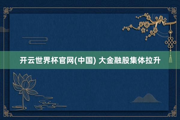 开云世界杯官网(中国) 大金融股集体拉升