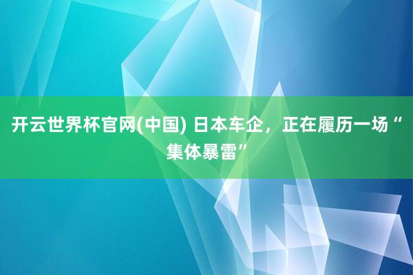 开云世界杯官网(中国) 日本车企,正在履历一场“集体暴雷”