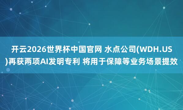 开云2026世界杯中国官网 水点公司(WDH.US)再获两项AI发明专利 将用于保障等业务场景提效