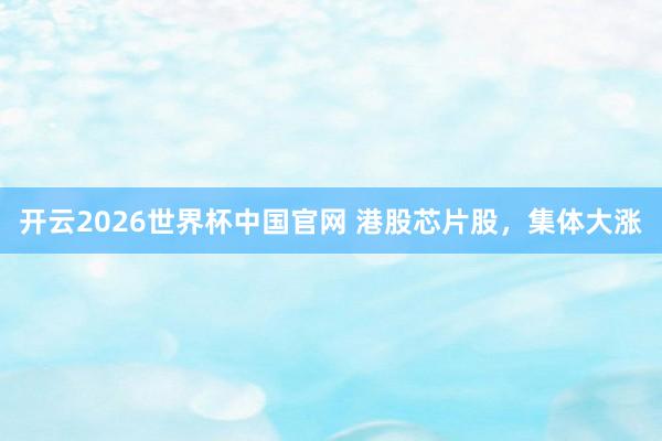 开云2026世界杯中国官网 港股芯片股，集体大涨