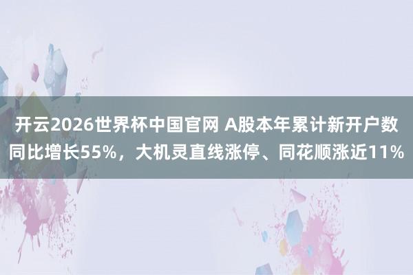 开云2026世界杯中国官网 A股本年累计新开户数同比增长55%,大机灵直线涨停、同花顺涨近11%