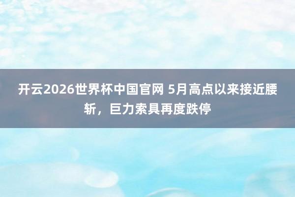 开云2026世界杯中国官网 5月高点以来接近腰斩，巨力索具再度跌停