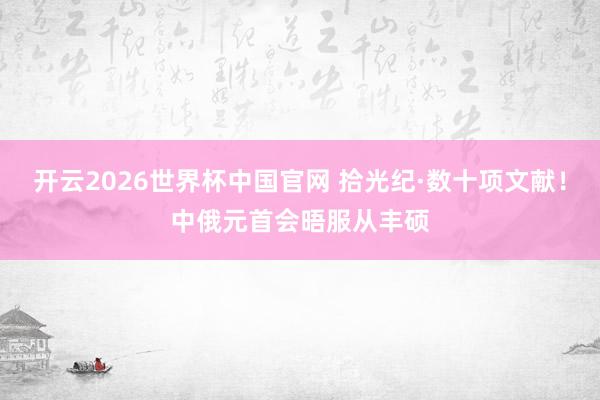 开云2026世界杯中国官网 拾光纪·数十项文献！中俄元首会晤服从丰硕