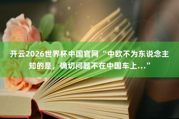 开云2026世界杯中国官网 “中欧不为东说念主知的是,确切问题不在中国车上…”