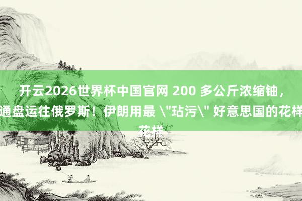 开云2026世界杯中国官网 200 多公斤浓缩铀，通盘运往俄罗斯！伊朗用最 