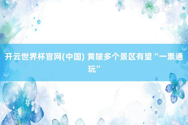 开云世界杯官网(中国) 黄陂多个景区有望“一票通玩”