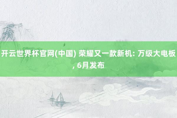 开云世界杯官网(中国) 荣耀又一款新机: 万级大电板, 6月发布