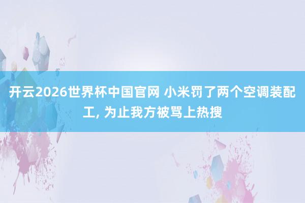 开云2026世界杯中国官网 小米罚了两个空调装配工, 为止我方被骂上热搜