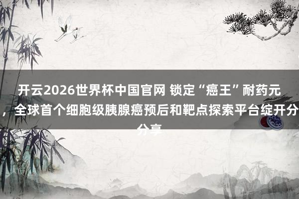 开云2026世界杯中国官网 锁定“癌王”耐药元凶,全球首个细胞级胰腺癌预后和靶点探索平台绽开分享