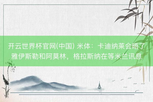 开云世界杯官网(中国) 米体：卡迪纳莱会晤了雅伊斯勒和阿莫林，格拉斯纳在等米兰讯息