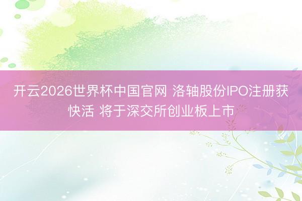 开云2026世界杯中国官网 洛轴股份IPO注册获快活 将于深交所创业板上市