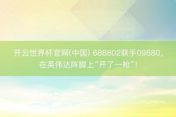 开云世界杯官网(中国) 688802联手09880，在英伟达阵脚上“开了一枪”！